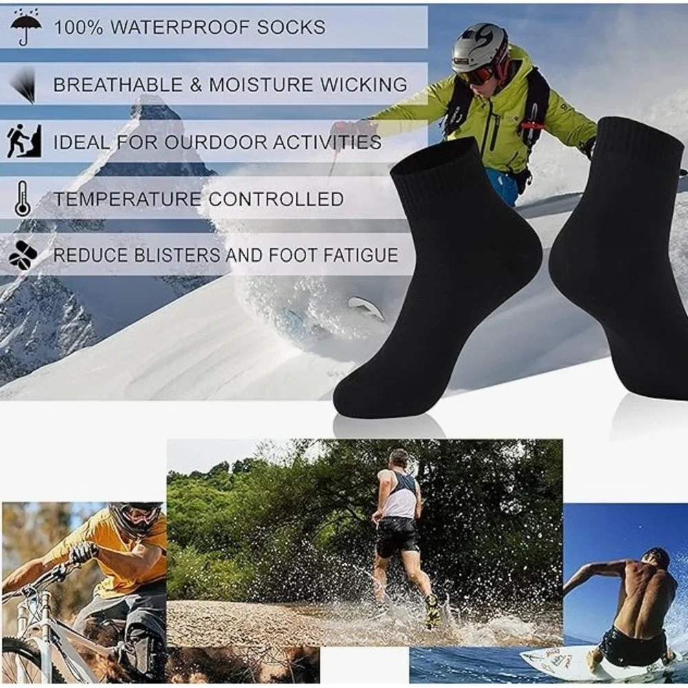 Randy Sun Waterproof Hiking Socks Unisex XS‎ Black Cushioned Ankle Trekking